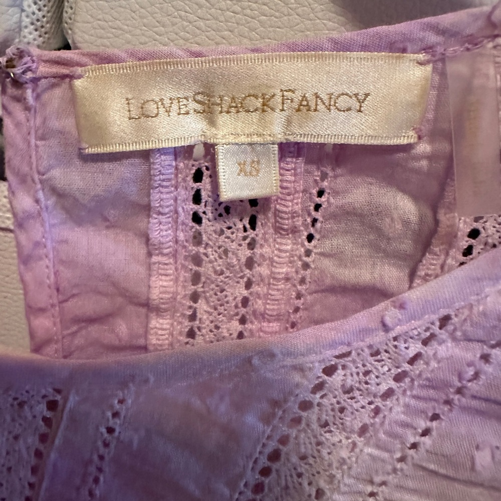 LoveShackFancy Lavender Ruffle Mini Dress - Picture 3 of 3